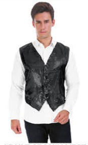 Adult Sequin Waistcoat Vest costume fancy dress showbiz jazz dance mens showman circus glitz casino glamour 1920s ring master 