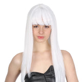 Long Straight  Wig with Fringe - White