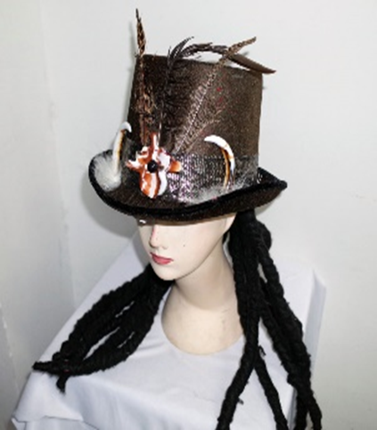 Witch Doctor Hat Brown with Dark Brown Braids