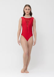 red mesh leotard dancewear costume