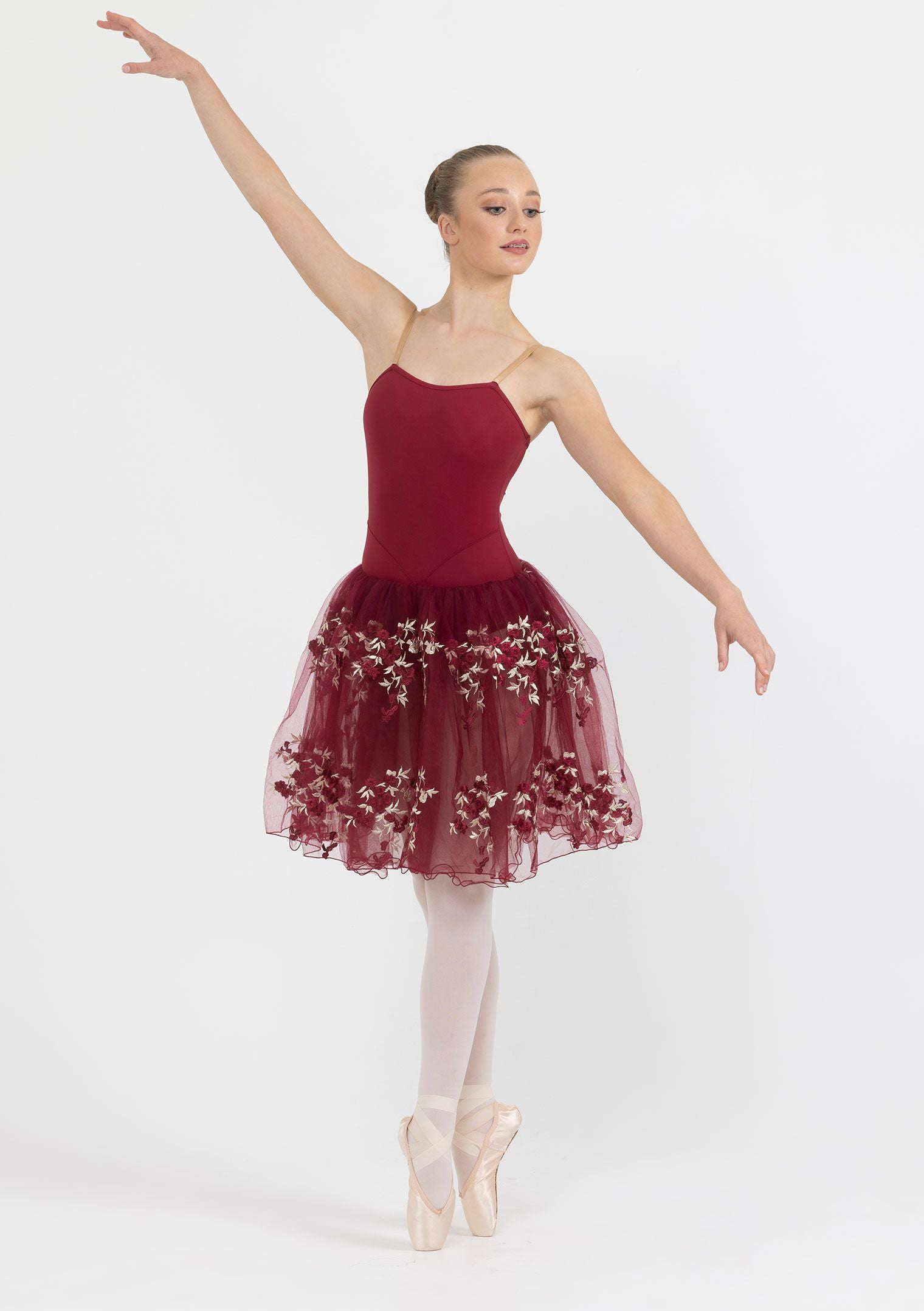 burgundy floral romantic tutu dress ballet costume