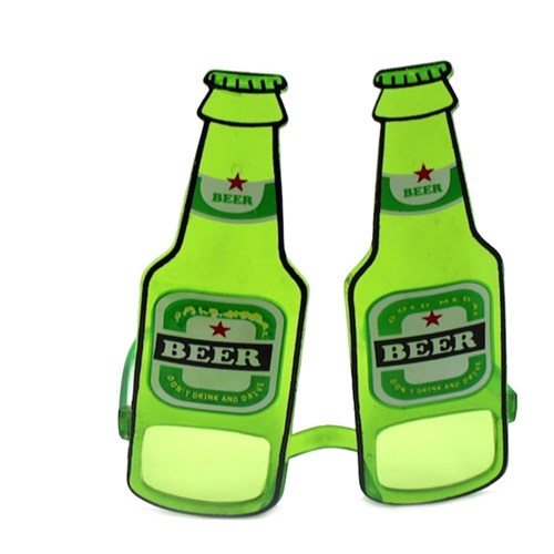 Party Glasses - Green or Brown Beer Bottle
