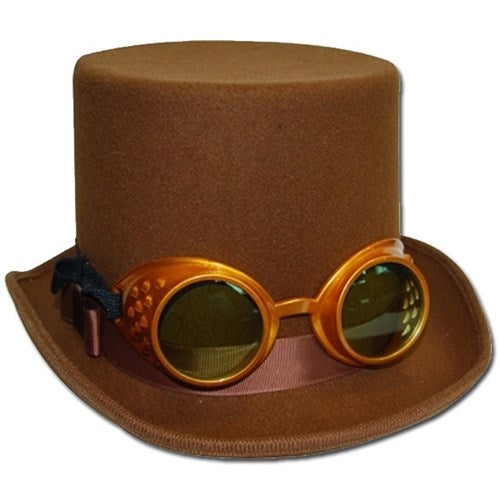Steampunk Top Hat with Gold Goggles