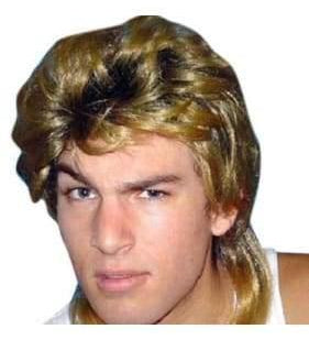 1980s mullet wig shane warne blond brown 2 tone 