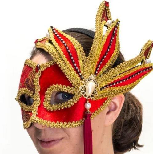 Mask - Red Gold Trim  Dancewear Australia