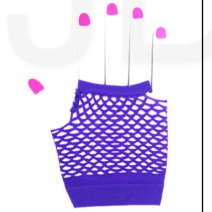 Short Fishnet Gloves - Purple