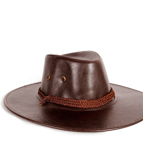 Cowboy Hat - Faux leather Burgundy Brown