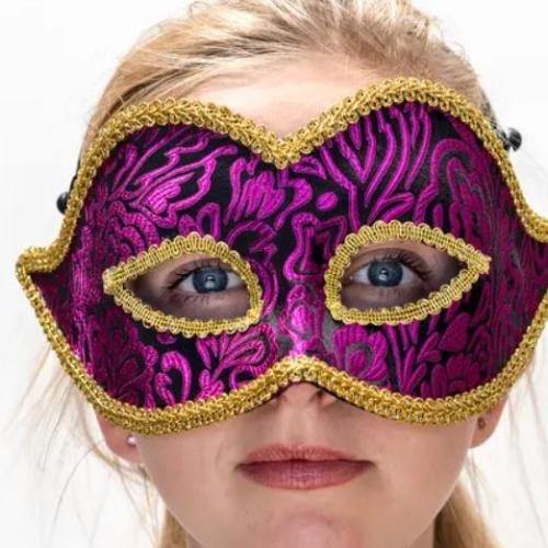 Mask - Black/Purple Brocade  Dancewear Australia