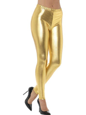 metallic leggings gold sleek 1980s 80s punk rock 1990s 90s superhero christmas fancy dress up
