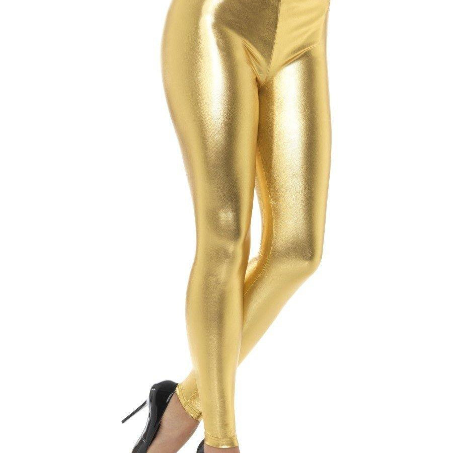 metallic leggings gold sleek 1980s 80s punk rock 1990s 90s superhero christmas fancy dress up