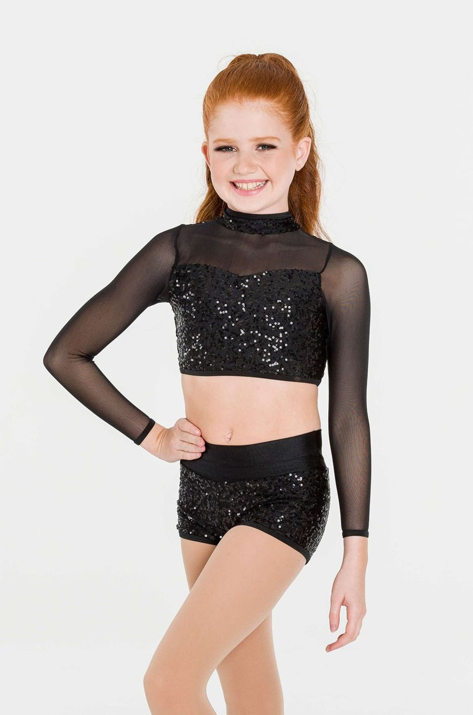 Long Sleeve Sequin Crop Top Studio 7 Dancewear Australia Nunawading