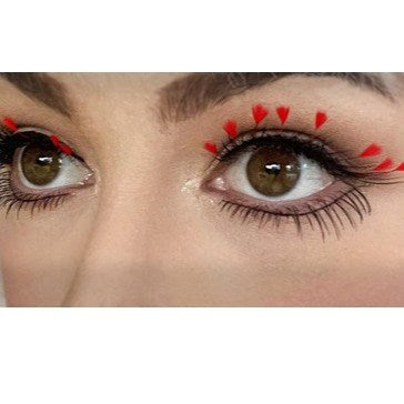Eyelashes -  Black with Red Feather Tips