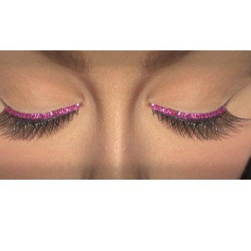 Eyelashes - Black with Magenta Sequin