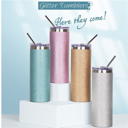 Glitter Skinny Tumbler with Straw