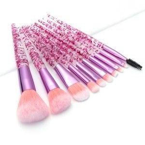 Pink Glitter Makeup Brush Set - 10pce
