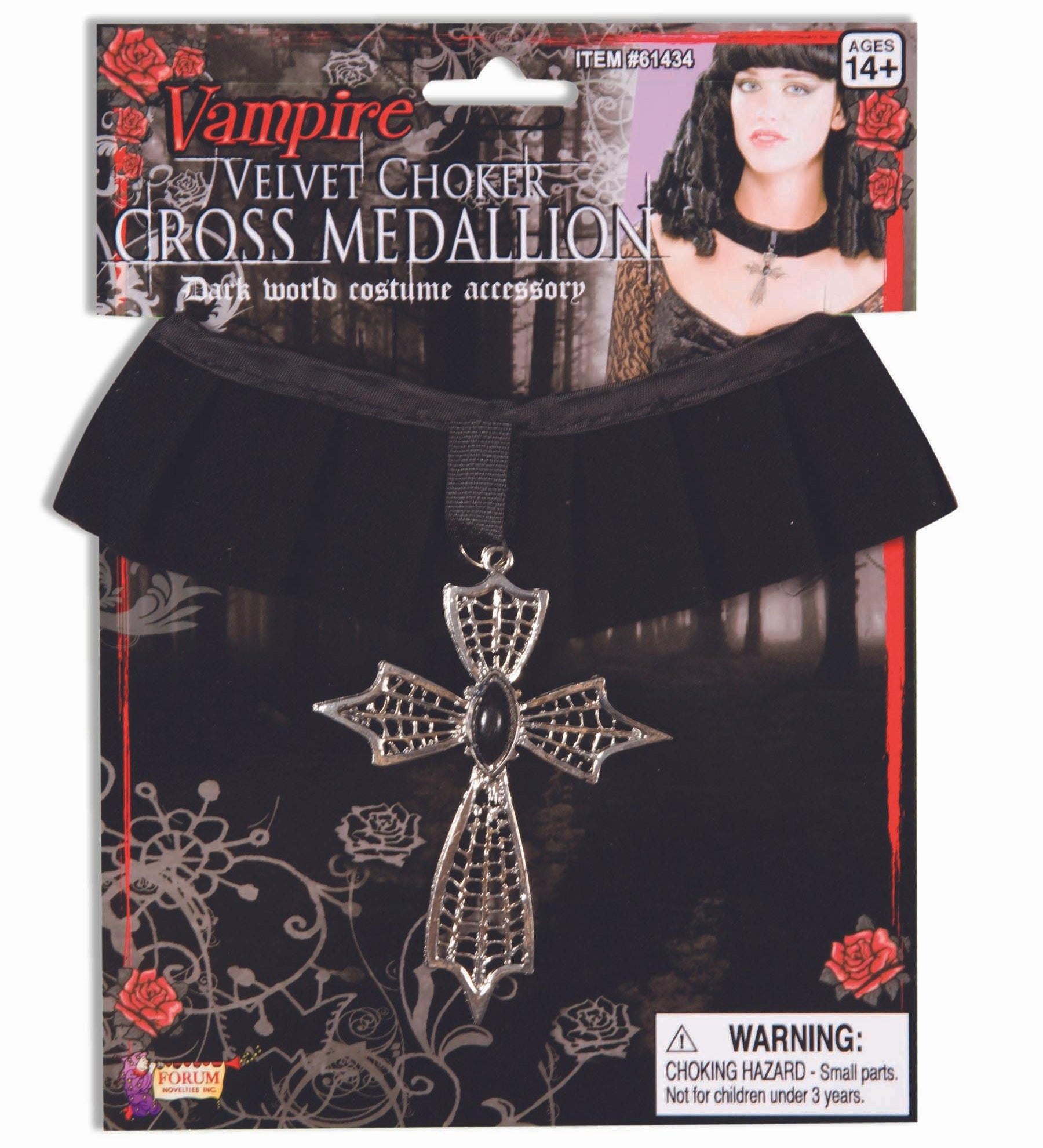 Velvet Choker-Cross Medallion