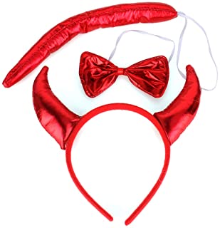 Shiny Devil Horns with Bow Tie & Tail