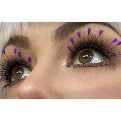 Eyelashes - Black with Purple Feather Tips