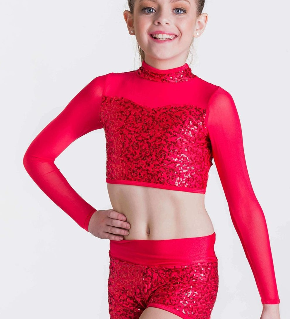 Long Sleeve Sequin Crop Top Studio 7 Dancewear Australia Nunawading