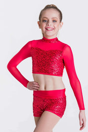 Long Sleeve Sequin Crop Top Studio 7 Dancewear Australia Nunawading