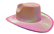 pale pink hollographic light cow boy hat for space costume party