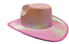 pale pink hollographic light cow boy hat for space costume party