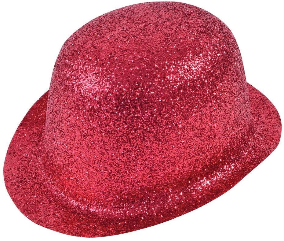 Bowler Hat - Red Glitter 
