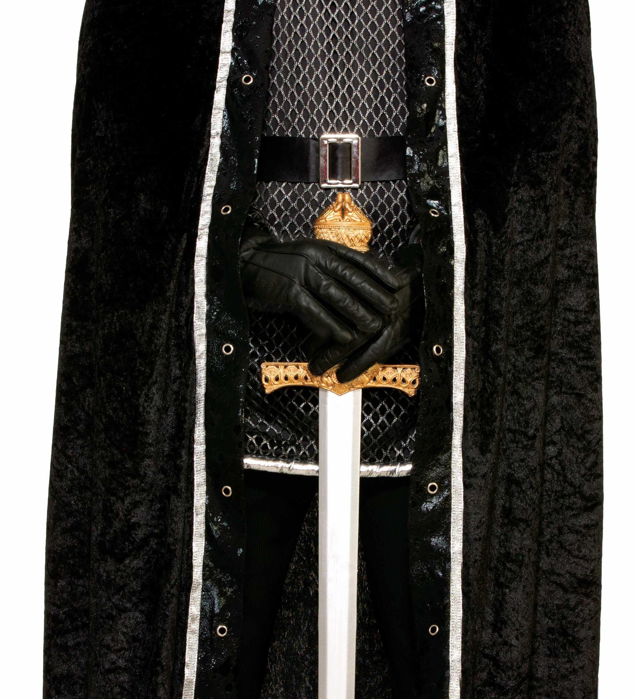 Medieval  Cape with Faux Fur Trim Black