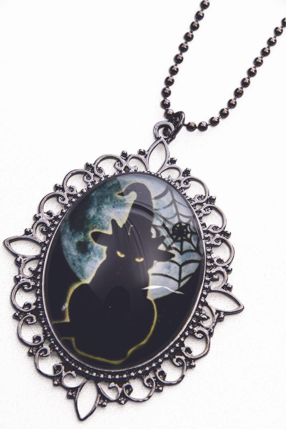 black cat neckalce halloween