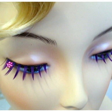 Eyelashes - Purple with Pink Daisy Crystal