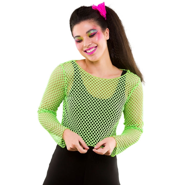 Long Sleeve Fishnet Top green costume