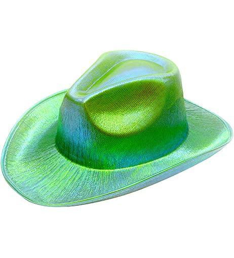 lime green hollographic cow boy hat for space costume party