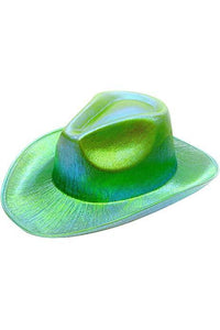 lime green hollographic cow boy hat for space costume party