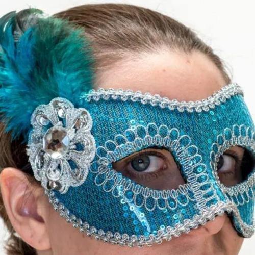 Blue Sparkly Mask  Dancewear Australia