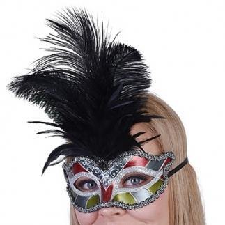 Pieta Black Eye Mask with Feathers  Dancewear Australia