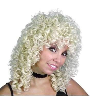 1980s perm wig ringlets blond rockstar 