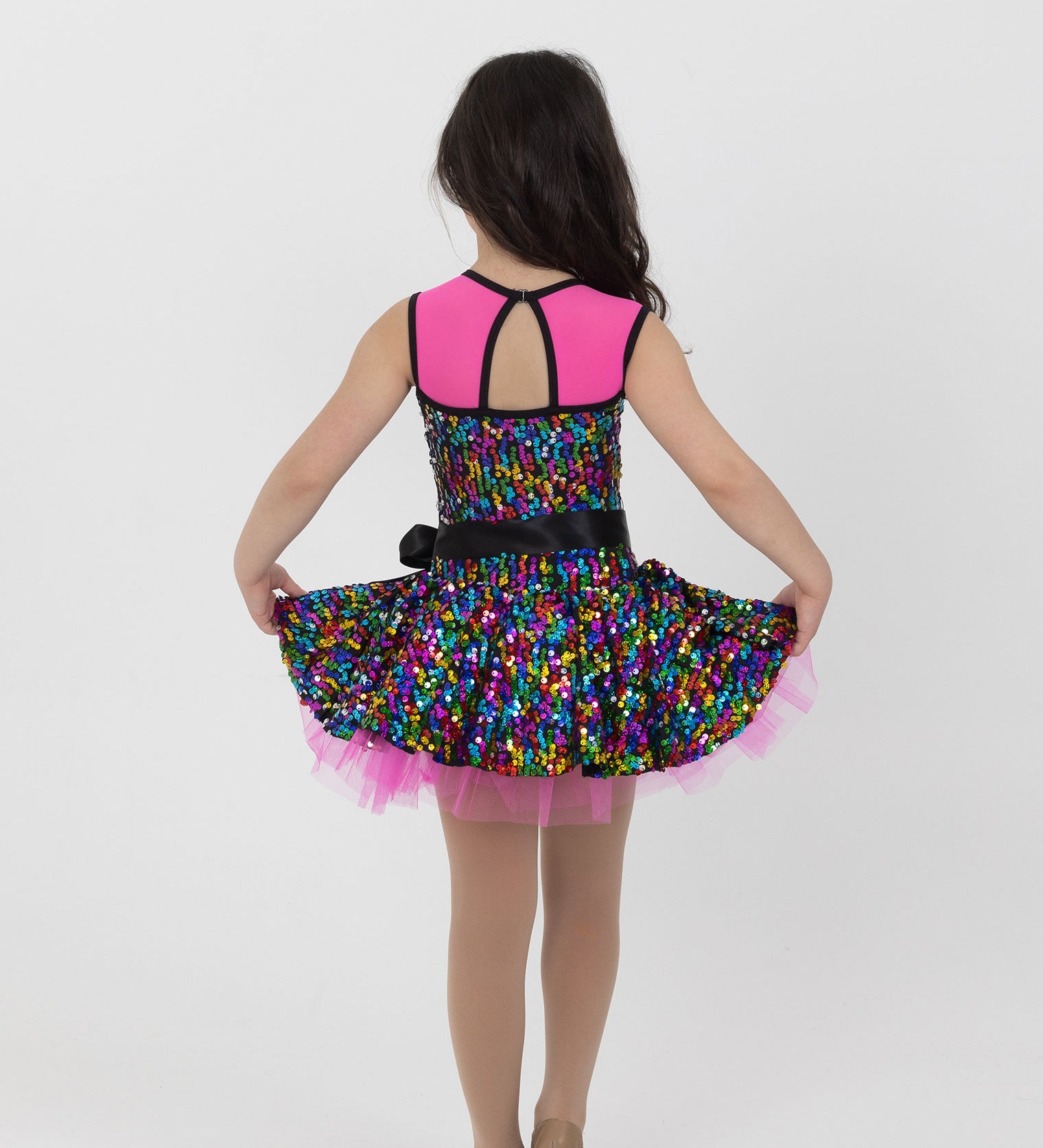 sequin party dress rainbow pink child