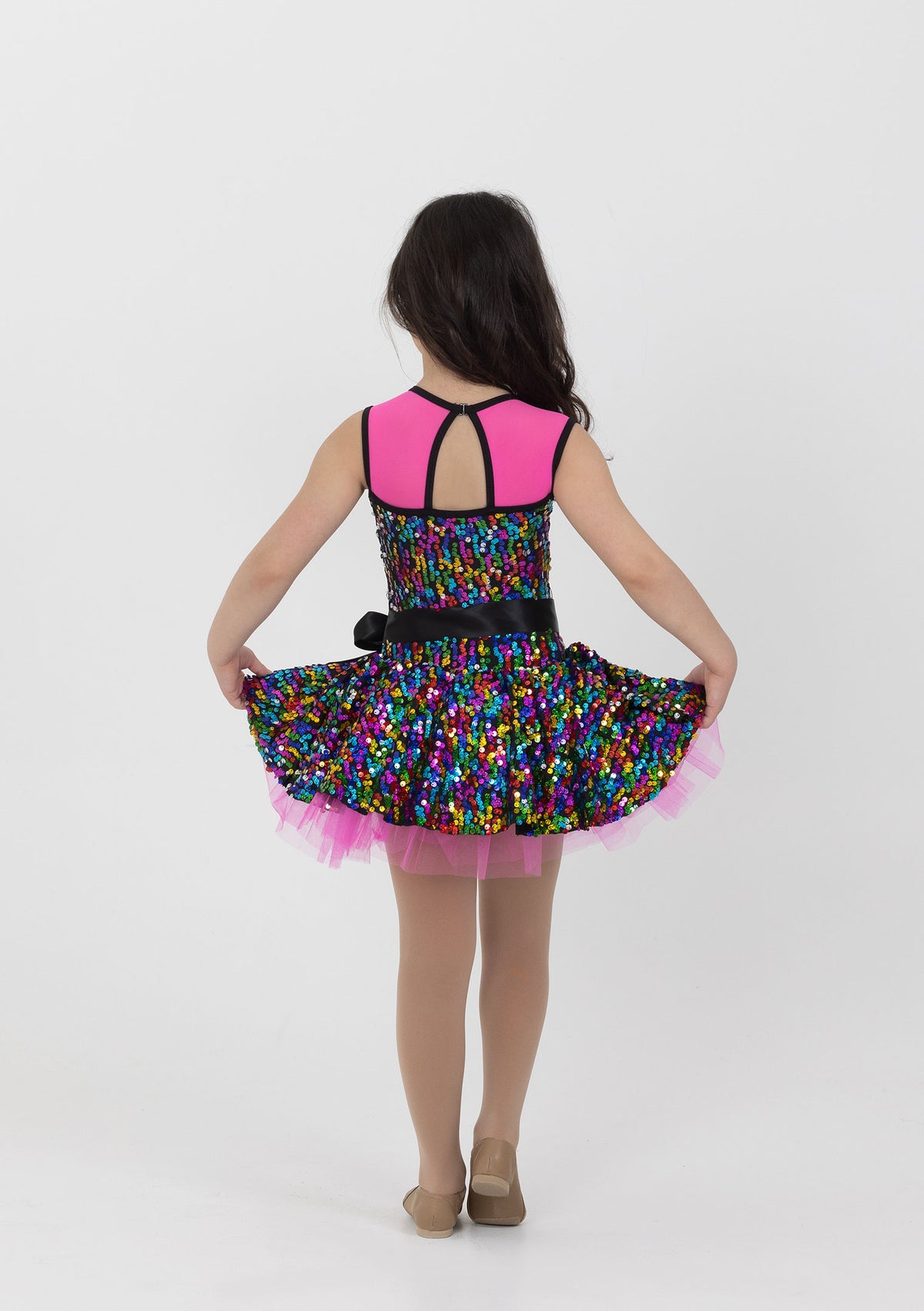 sequin party dress rainbow pink child