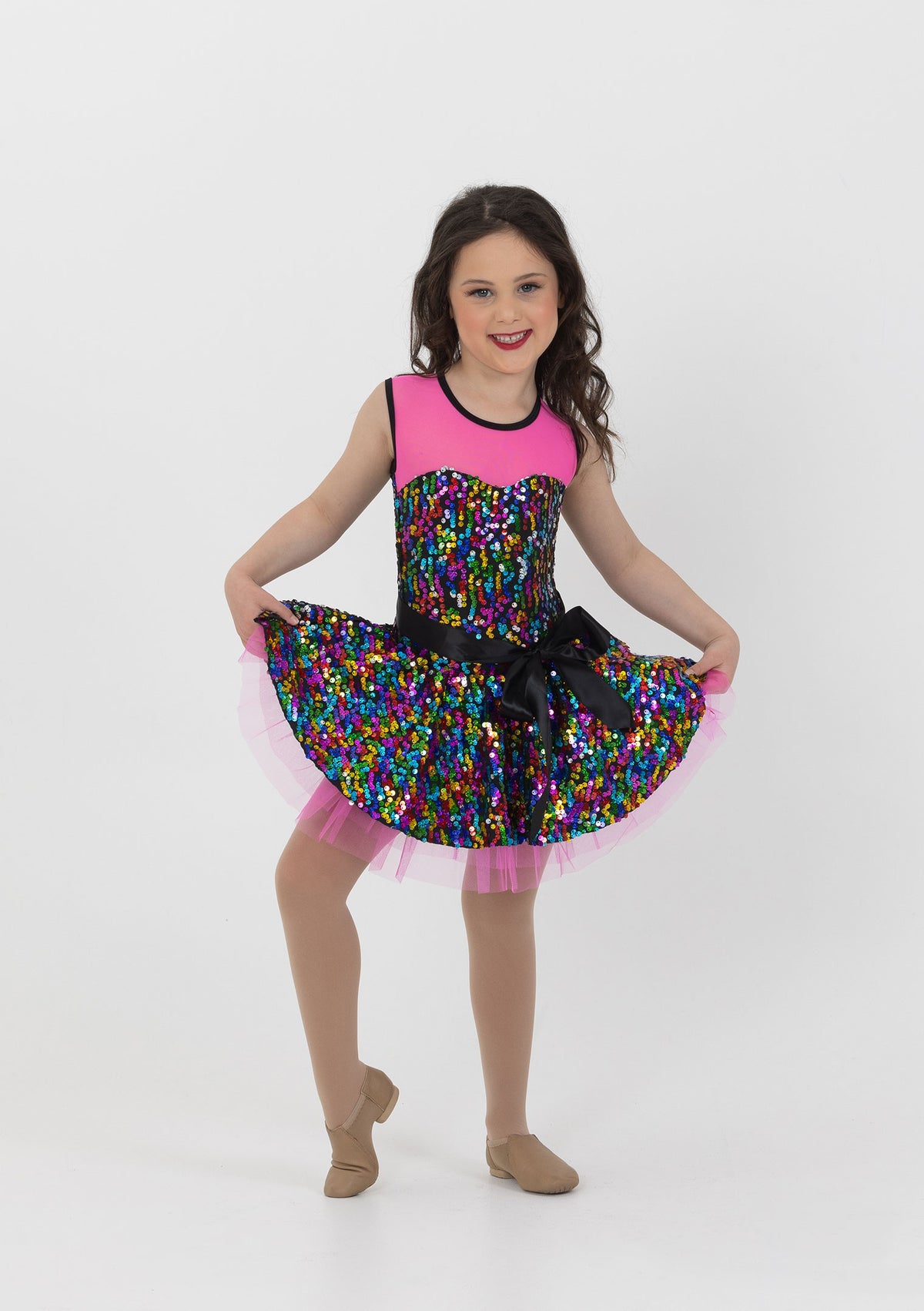 sequin party dress rainbow pink child