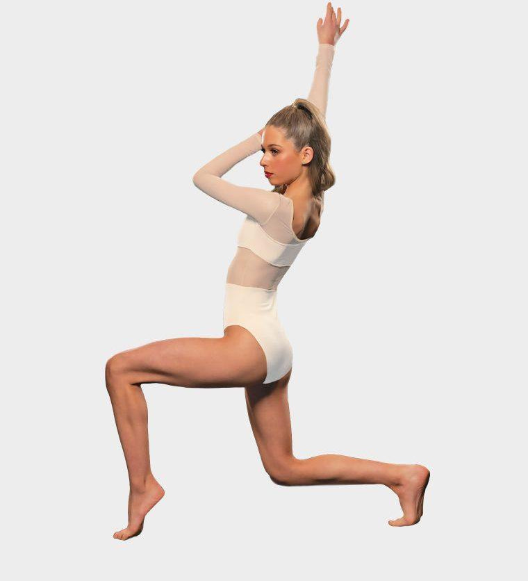 mesh panel white leotard contemporary costume base dancewear studio 7
