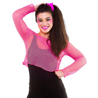 Long Sleeve Fishnet Top pink 1980s costumes