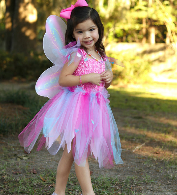 Pink Butterfly Dress & Wings with Wand