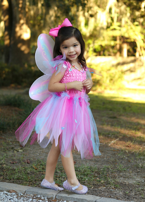 Pink Butterfly Dress & Wings with Wand