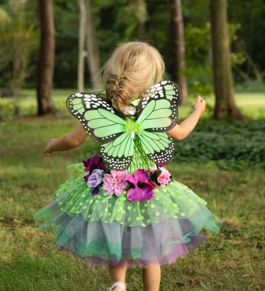 Green Fairy Blooms Deluxe Dress with Wings