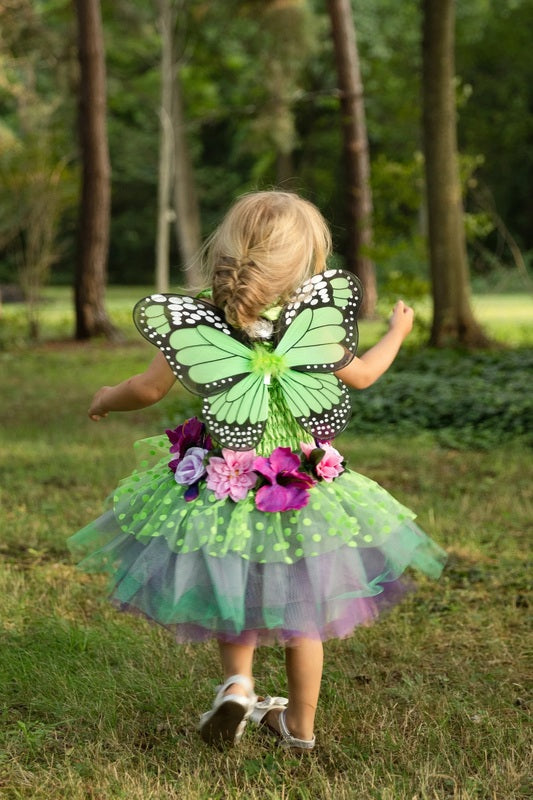 Green Fairy Blooms Deluxe Dress with Wings