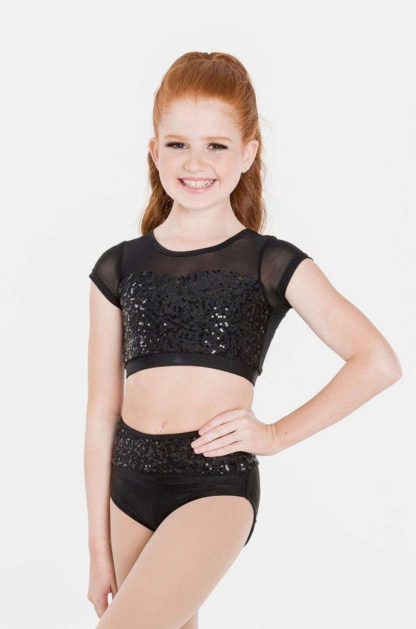 Attitude Sequin Crop Top | Black  Dancewear Australia