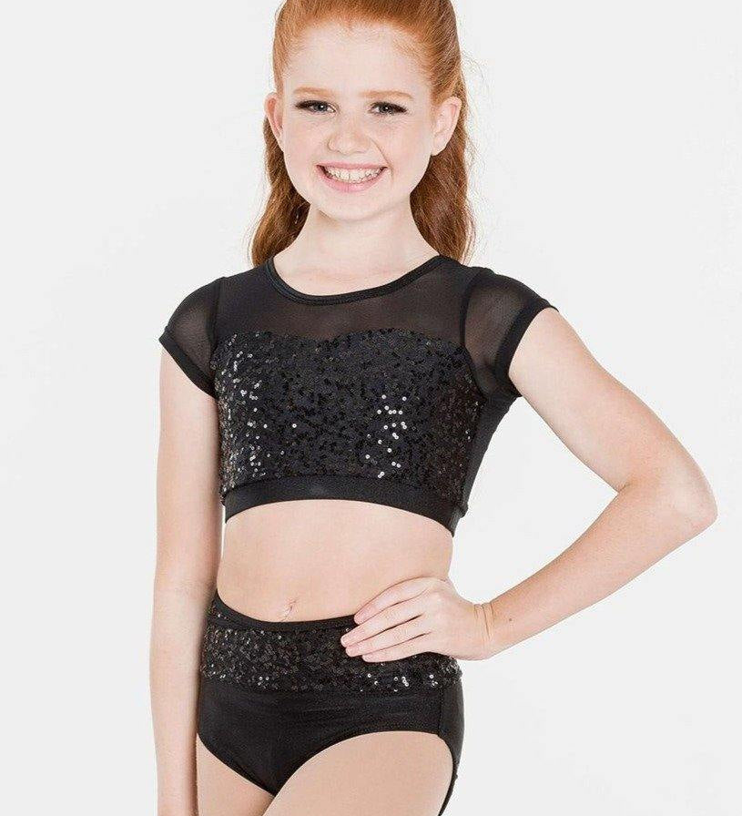 Attitude Sequin Crop Top | Black  Dancewear Australia