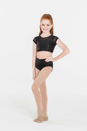 Attitude Sequin Crop Top | Black  Dancewear Australia
