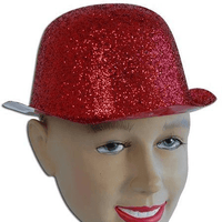 Bowler Hat - Red Glitter Plastic