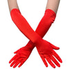Long Satin Gloves red